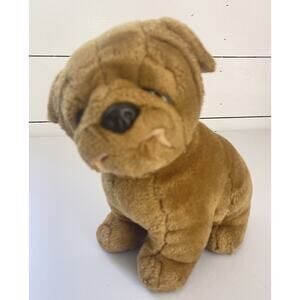 Plush Shar Pei Soft Stuffed 
Plush Dog Brown Wrinkles